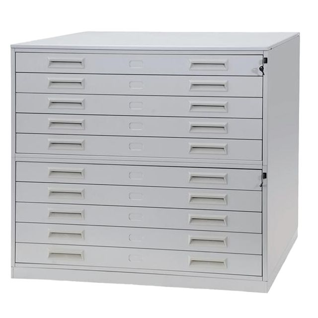 Portadisegni orizzontale - 10 cassetti - per fogli A0 - 137 x 96 x 122 cm - met…
