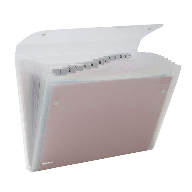 Portadocumenti a soffietto Ice - 13 tasche - 22 x 30 cm - PP - trasparente - Re…
