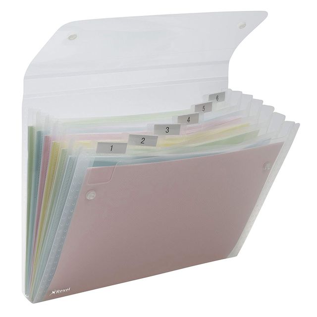 Portadocumenti a soffietto Ice - 6 tasche - 22 x 30 cm - PP - trasparente - Rex…
