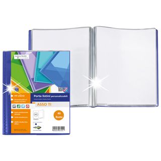 Portalistini Asso TI - personalizzabile - PP liscio - 15 x 21 cm - 40 buste - b…