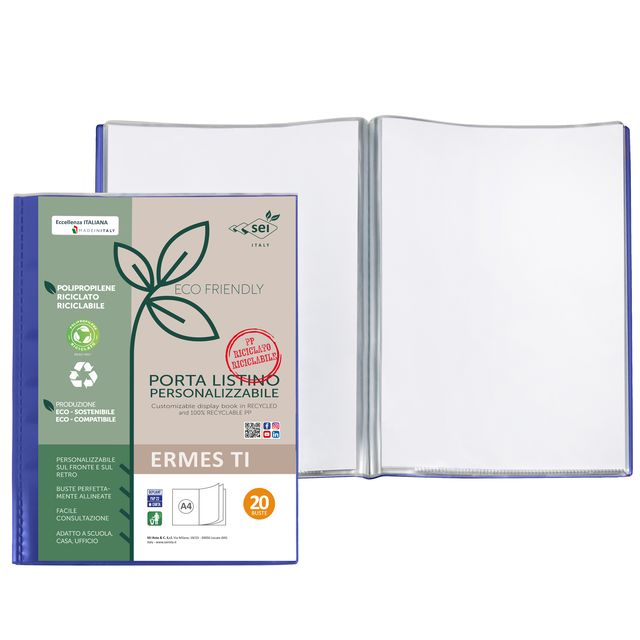 Portalistini personalizzabile Ermes TI - 22 x 30 cm - PP riciclato - 20 buste -…