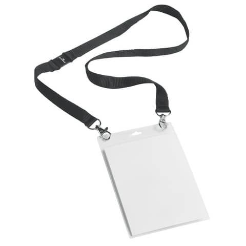 Portanome A6 per eventi - cordoncino nero - Durable - conf. 10 pezzi