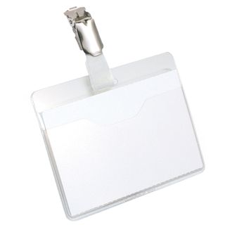 Portanome a tasca aperta - clip in metallo - 6 x 9 cm - trasparente - Durable -…