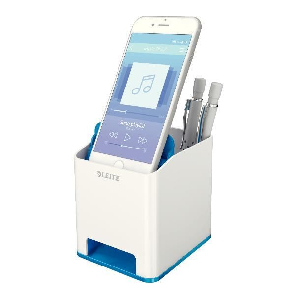 Portapenne con amplificatore WOW - 9x10x10 cm - blu - Leitz