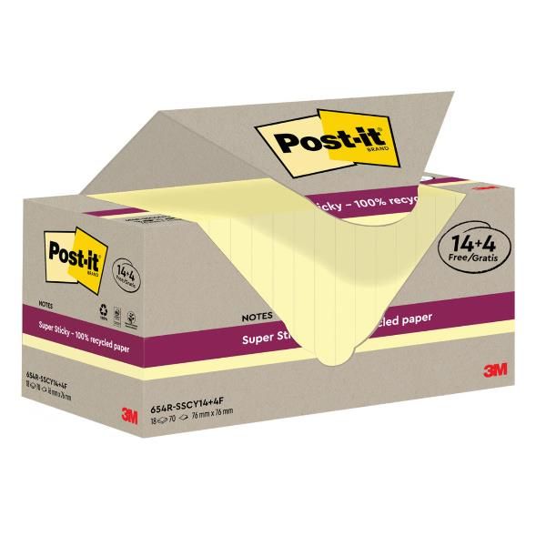 Post-it Super Sticky - Blocchi - 76 x 76 mm - 1260 fogli (18 x 70) - giallo can…