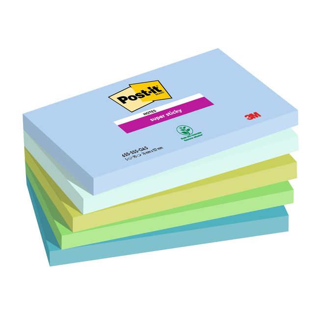 Post-it Super Sticky 655-5SS-OAS - Blocchi - 127 x 76 mm - 450 fogli (5 x 90) -…