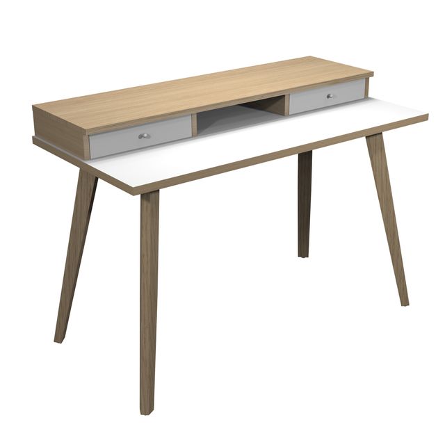 Postazione Home-Office - con sopralzo - gambe in legno -120 x 60 x H 74,4 cm - …