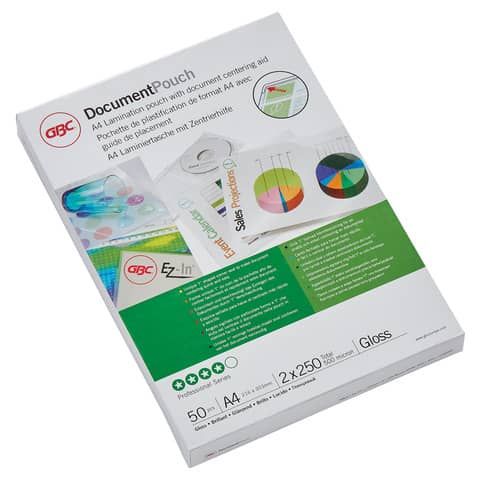 Pouches - A4 - 216 x 303 mm - 2 x 250 mic - GBC - conf. 50 pezzi