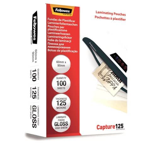 Pouches Capture125 - 60x90 mm - 2x125 micron - Fellowes - scatola 100 pezzi