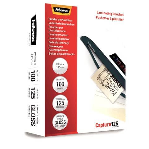 Pouches Capture125 - 83x113 mm - 2x125 micron - Fellowes - scatola 100 pezzi