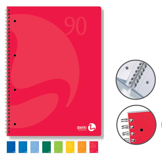 Quaderno Colors - A5 - 4mm - 60 fogli - 90gr - c/fori - spiralato - BM