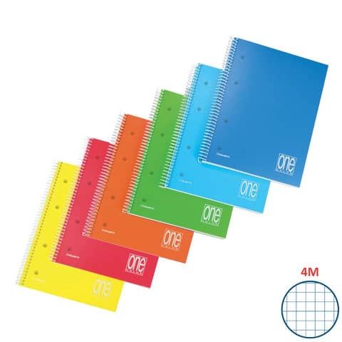 Quaderno One Color PP - A5+ - 4mm - 80 fogli - 80 gr - c/fori - spiralato - Bla…