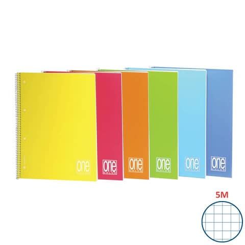 Quaderno One Color PP - A5+ - 5mm - 80 fogli - 80 gr - c/fori - spiralato - Bla…