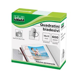 Quadratini biadesivi per foto - 10 mm x 11 mm - trasparente - Lebez - conf. 600…