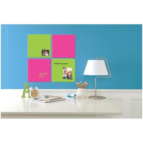 Quartet - Lavagna bianca - quadrato - 360 x 360 mm - magnetica - verde