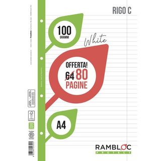 RAMBLOC Protect - Pagine sfuse - A4 - 80 fogli / 160 pagine - bianco - Rigo C -…