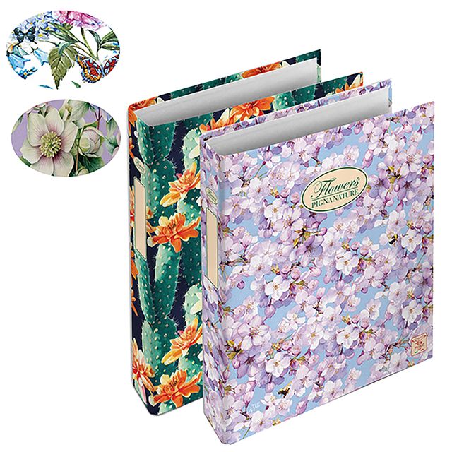 Raccoglitore Nature Flowers - A4 - cm 4 anelli da 30mm - dorso 4 cm - Pigna