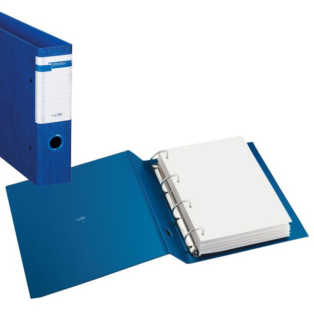 Raccoglitore Stelvio F - 22 x 30 cm - 4 anelli a D 25 mm - dorso 3,5 cm - blu -…
