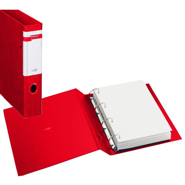 Raccoglitore Stelvio F - 22 x 30 cm - 4 anelli a D 25 mm - dorso 3,5 cm - rosso…