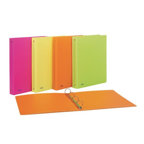 Raccoglitore neon - 22 x 30 cm - 4 anelli tondi 30 mm- PP - colori assortiti - …
