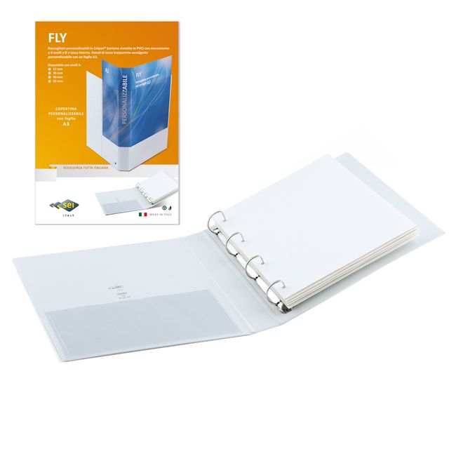 Raccoglitore personalizzabile Fly - 22 x 30 cm - 4 anelli a Q 65 mm - dorso 9 c…