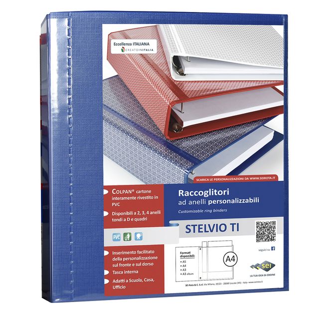 Raccoglitore personalizzabile Stelvio TI - 22 x 30 cm - 4 anelli a D 25 mm - do…