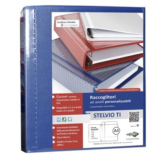 Raccoglitore personalizzabile Stelvio TI - 22 x 30 cm - 4 anelli a D 30 mm - do…
