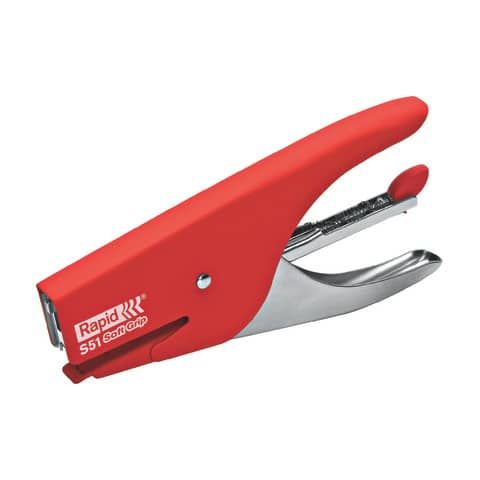 Rapid Supreme S51 Soft Grip - Graffatrice - 15 fogli - 21/4 - metallo - rosso