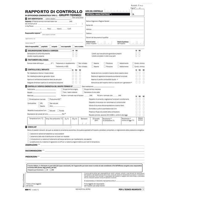 Rapporti di controllo efficienza energetica T1 - 3 copie snap - 31 x 21cm - 25 …