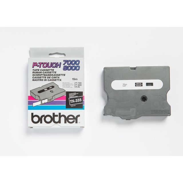 Brother - Nastro - Bianco/Nero - TX335 - 12mm x15mt