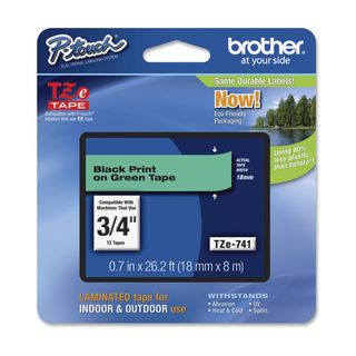 Brother - Nastro - Nero/Verde - TZE741 - 18mm x 8mt