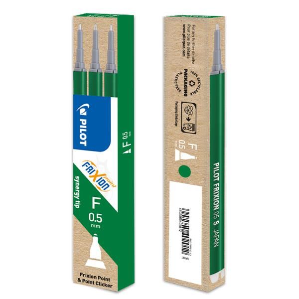 Refill a sfera Frixionball - punta 0,5mm - verde - Pilot - set 3 refill