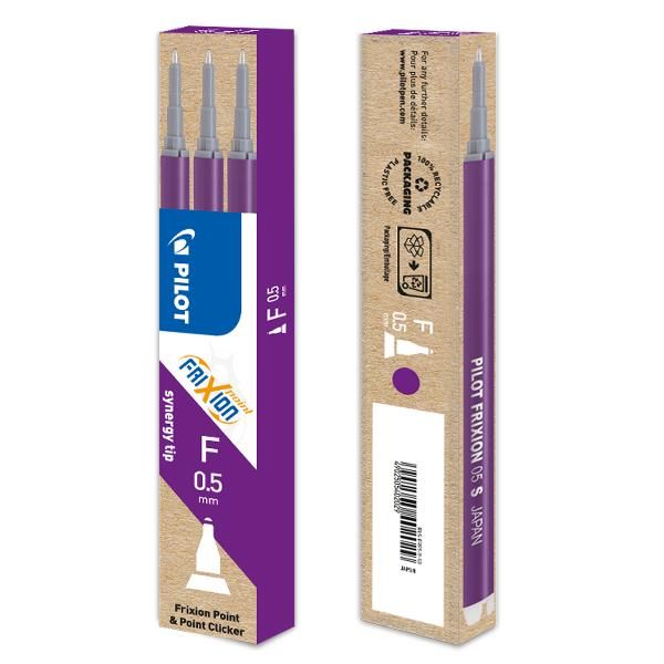 Refill a sfera Frixionball - punta 0,5mm - viola - Pilot - set 3 refill