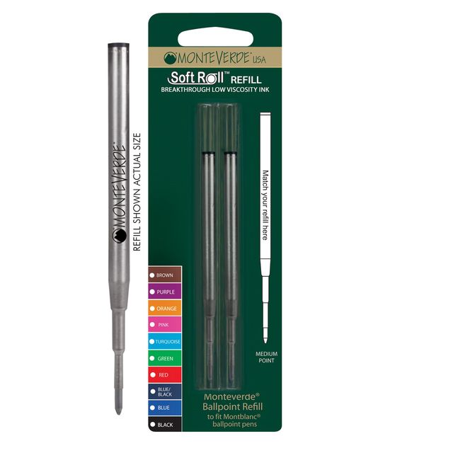 Refill per sfera Montblanc - punta media - nero - Monteverde - conf. 2 pezzi