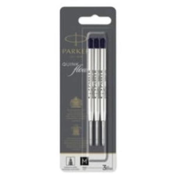 Refill sfera QuinkFlow - punta media - metallo - nero - Parker - blister 3 pezzi