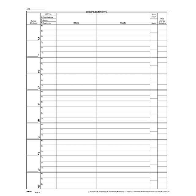 Registro corrispondenza arrivo/partenza - 31 x 24 cm - 50 fogli - Edipro