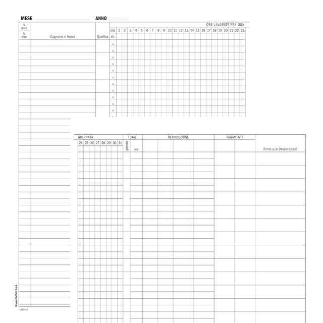 Registro presenze mensili - 48 pagine - 31 x 24,5 cm - DU131301200 - Data Uffic…