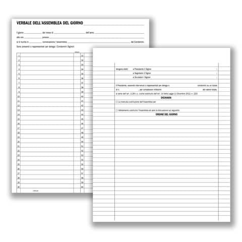Registro verbali assemblee condominiali - 80 pagine - 31 x 24,5 cm - DU13640000…