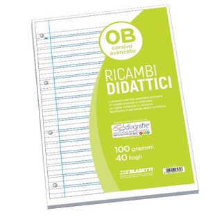 Ricambi didattici forati - A4 - rigo di 3a - 100 gr - Blasetti - conf. 40 pezzi