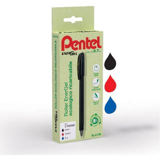 Roller Energel Recycology 96% - punta 0,7 mm - nero/rosso/blu - Pentel - conf. …