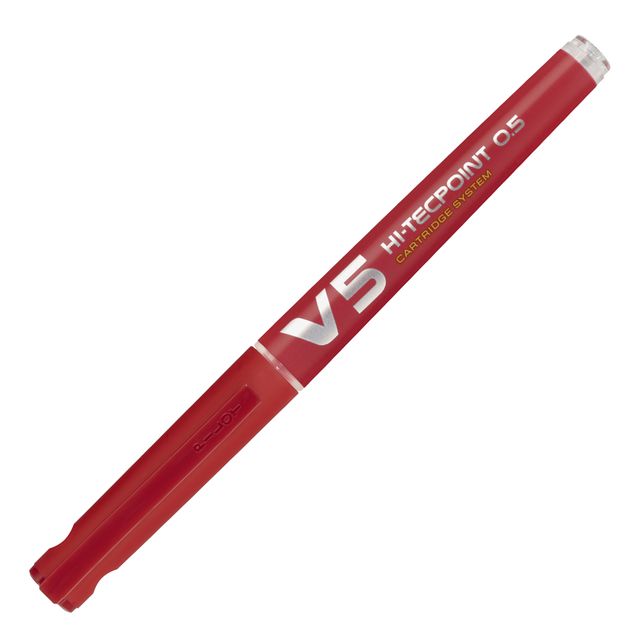 Roller Hi-Tecpoint V5 ricaricabile Begreen con cappuccio - punta 0,50mm - rosso…