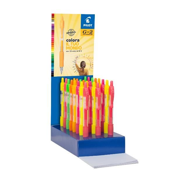Roller gel a scatto G-2 - punta 0,7mm - colori assortiti neon - Pilot - expo 36…