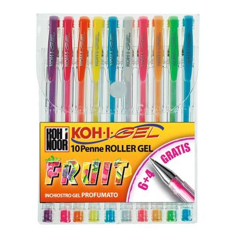 Roller gel colorati - colori fruit - Koh.I.Noor - astuccio 10 roller