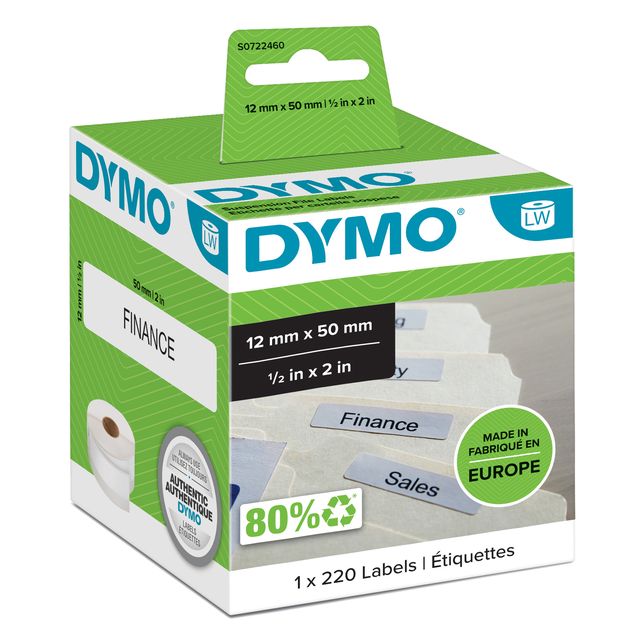 Rotolo 220 etichette LW 990170 - 12 x 50 mm - carta - cartelle sospese - bianco…