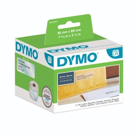 Rotolo 260 etichette LW 990130 - 36 x 89 mm - indirizzi - plastica trasparente …