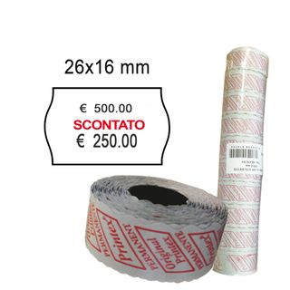 Rotolo da 1000 etichette a onda per Printex Smart 16/2616 - SCONTATO - 26x16 mm…