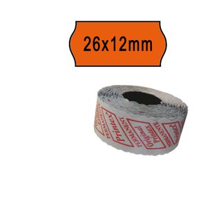 Rotolo da 1000 etichette per prezzatrice Printex sagomate 26x12 mm arancio perm…