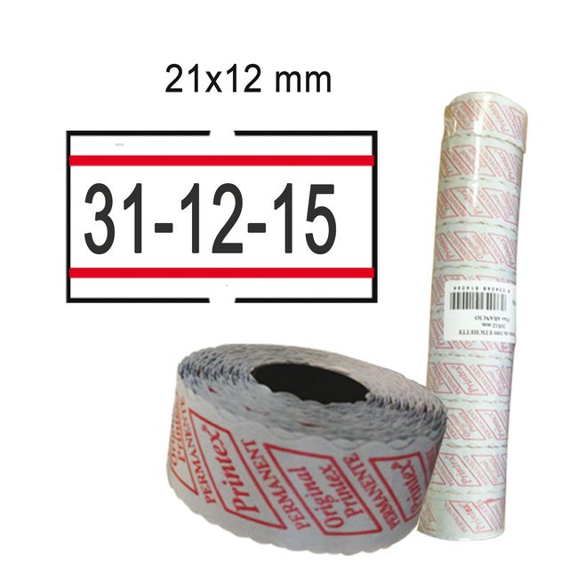 Rotolo da 1200 etichette per prezzatrice Printex rettangolari 21x12 mm bianco/r…