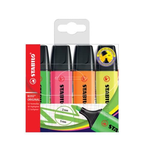 STABILO BOSS ORIGINAL - Evidenziatore - arancione fluorescente, giallo fluoresc…