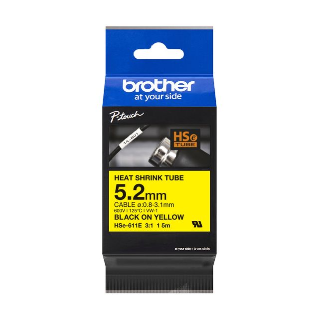 Brother HSe-211E - Nero su bianco - Rotolo (0,52 cm x 1,5 m) 1 cassetta(e) conf…